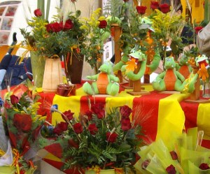 Boeken en rozen tijdens de Diada Sant Jordi